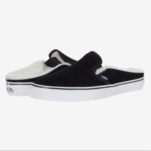 NWT VANS Classic Mule Suede Black and White Sherpa Womens US Size 7 Shoes